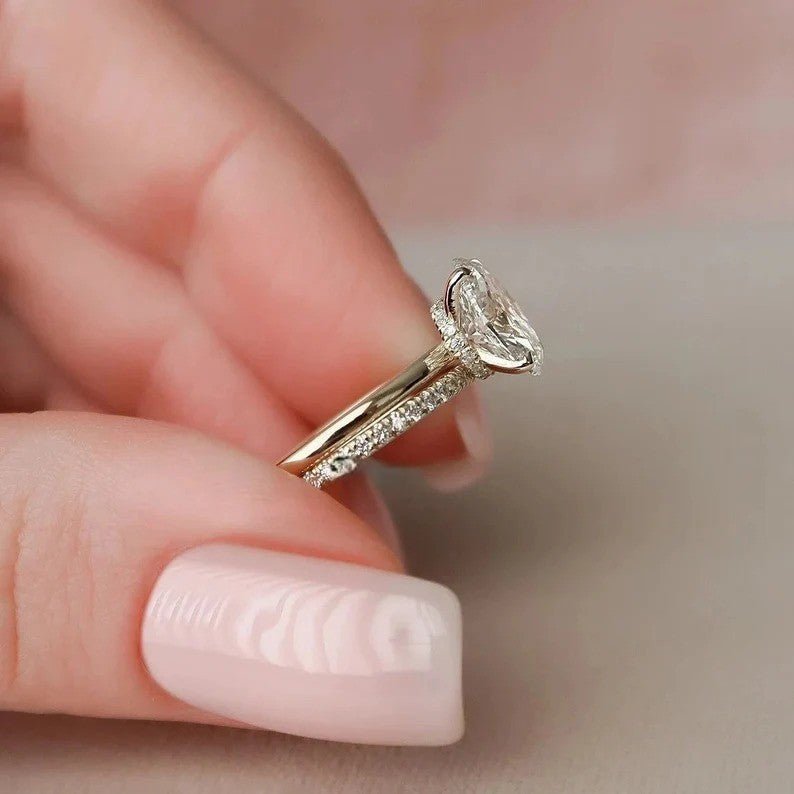 1.50 Ct Moissanite Diamond Engagement Ring, Anniversary Bridal Set Ring, Handmade Jewelry Promise Ring For Her