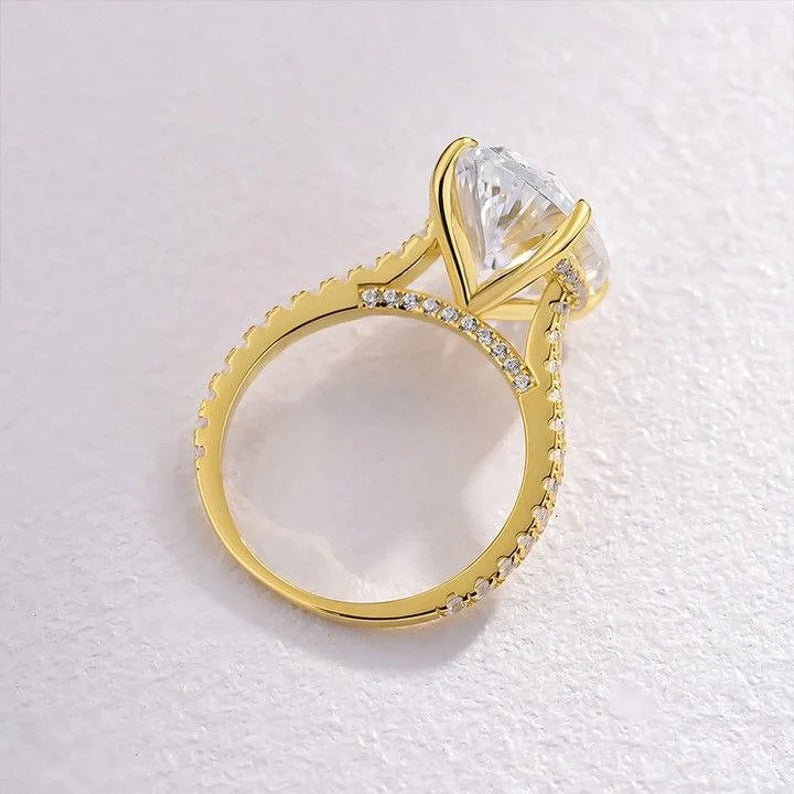 3.70 ct Oval Moissanite Diamond Ring, Hidden Halo And Pave Setting Ring, Wedding Ring, Promise Ring,