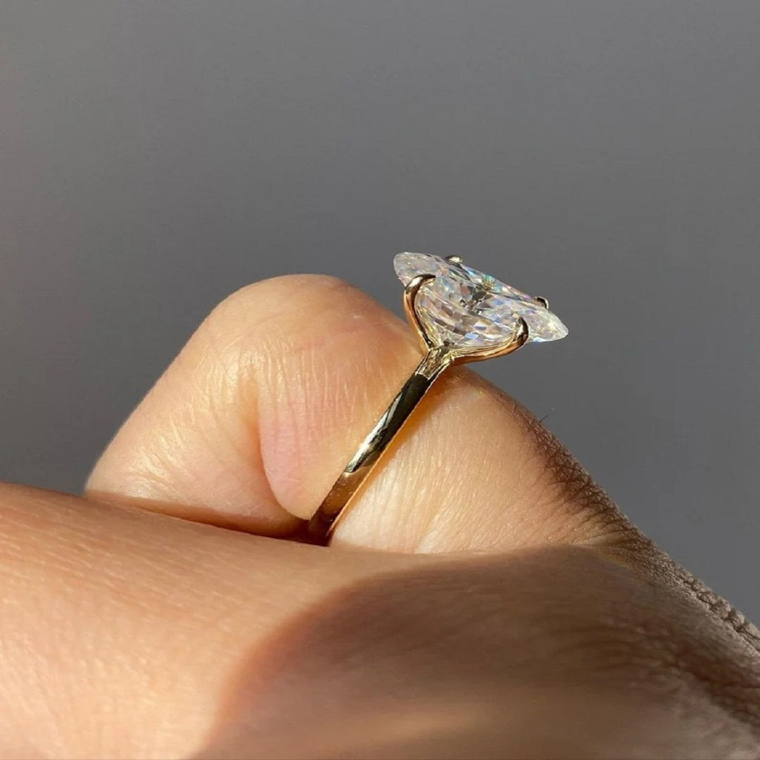 2 Ct Oval Moissanite Diamond Engagement Ring, Solitaire Ring, Promise Ring, Dainty Ring For Her
