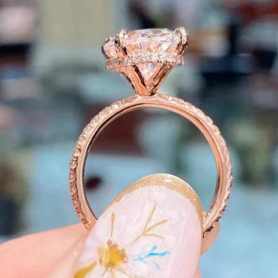 3 Ct Moissanite Diamond Ring, Halo And pave Setting Ring, Hand Made Jewelry, Christmas Gift For Her, Minimalist Ring, Anniversary Ring