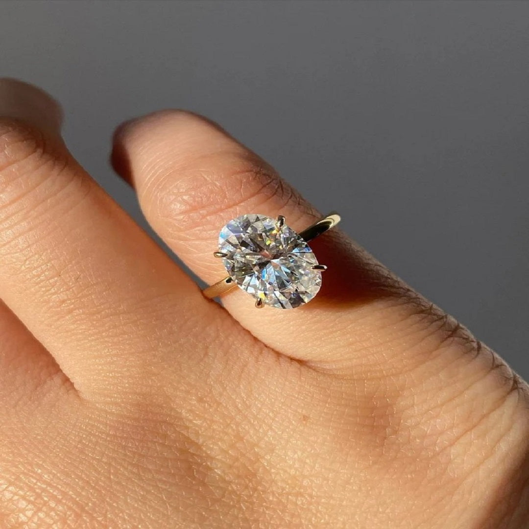 2 Ct Oval Moissanite Diamond Engagement Ring, Solitaire Ring, Promise Ring, Dainty Ring For Her