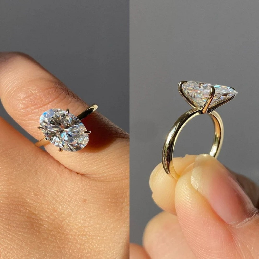 2 Ct Oval Moissanite Diamond Engagement Ring, Solitaire Ring, Promise Ring, Dainty Ring For Her