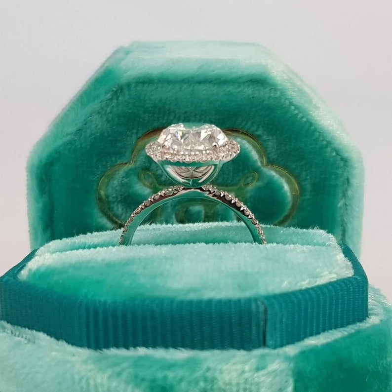 3 Ct Oval Moissanite Diamond ring, Halo and Pave Setting Ring, Anniversary Ring, Handmade Jewelry, Christmas Gift For Her