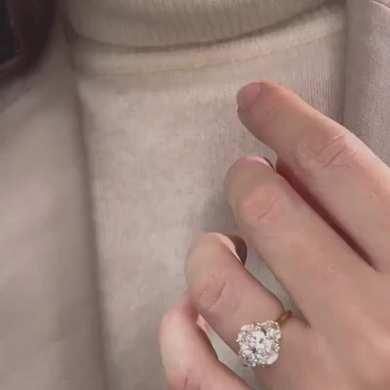 Oval Three Stone Moissanite Diamond Ring