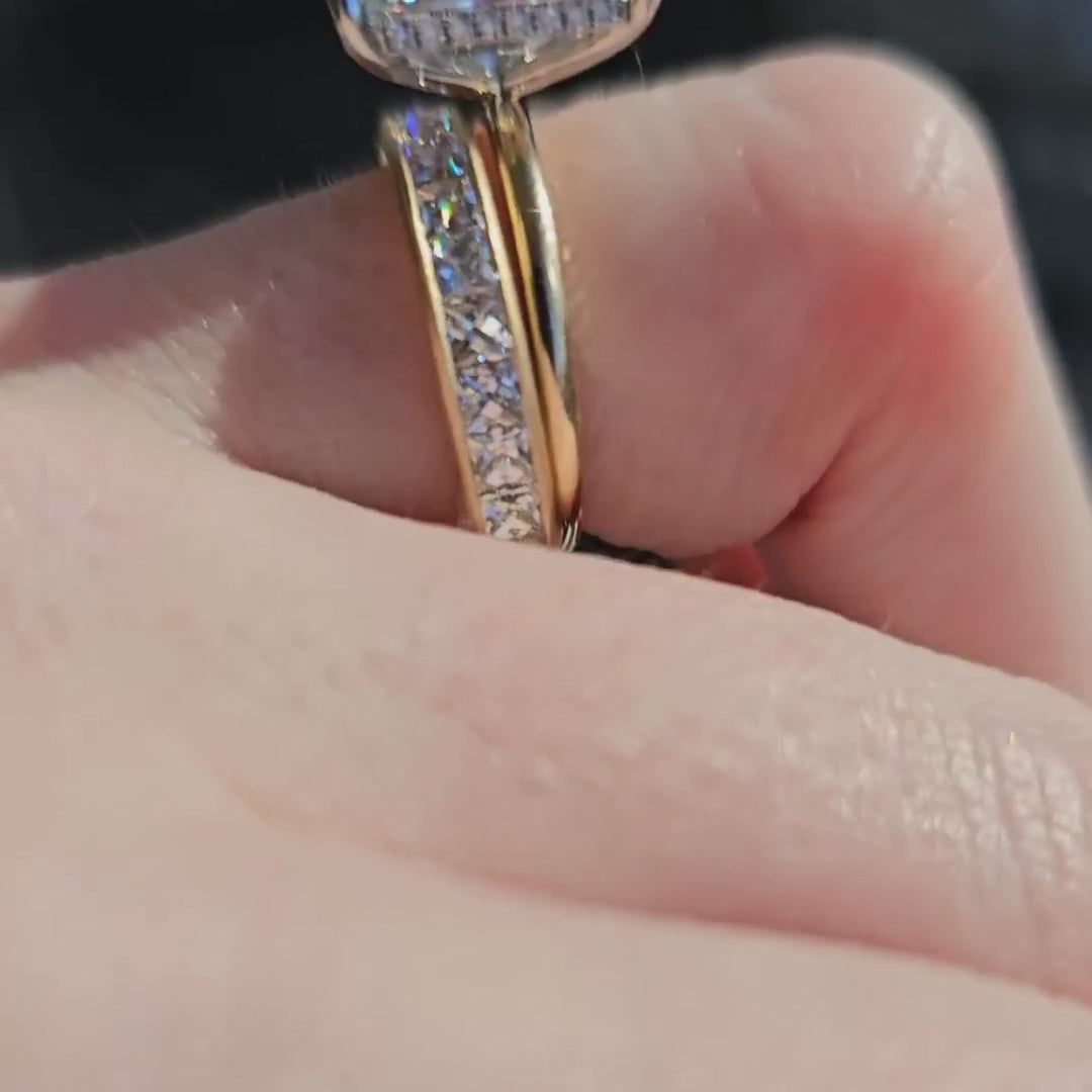 Radiant Bridal Set Moissanite Ring