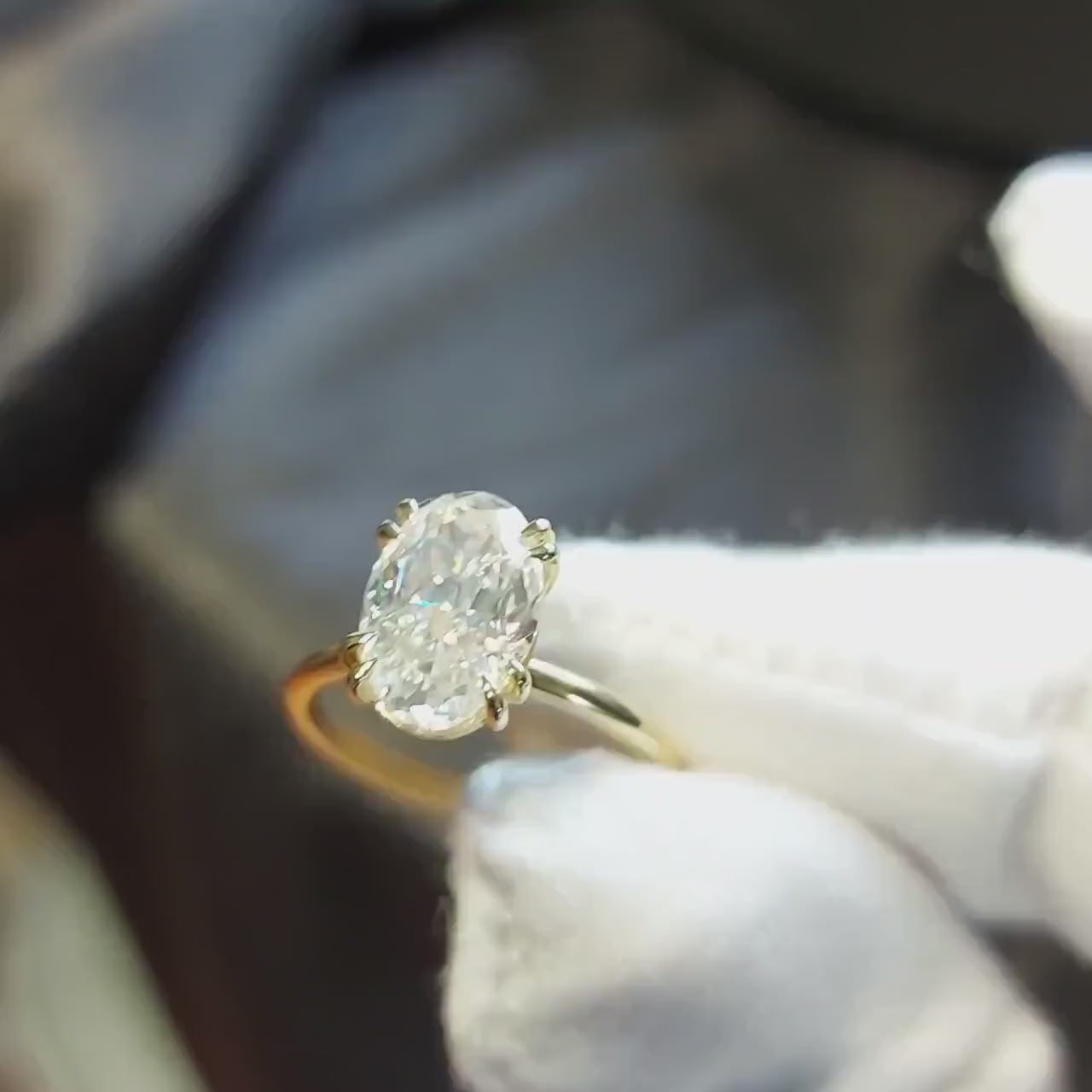 Oval Diamond Moissanite Double Prong Ring