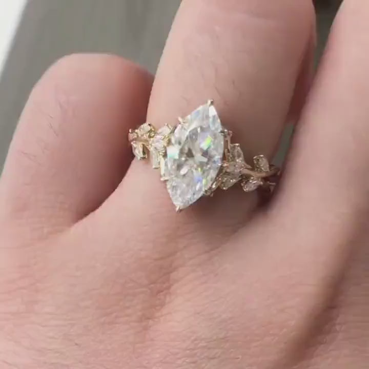 Marquise Moissanite Cluster Diamond Ring