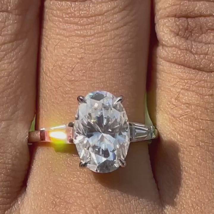 Oval Diamond Three Stone Moissanite Ring