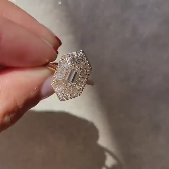 Emerald Multi Stone Moissanite Ring