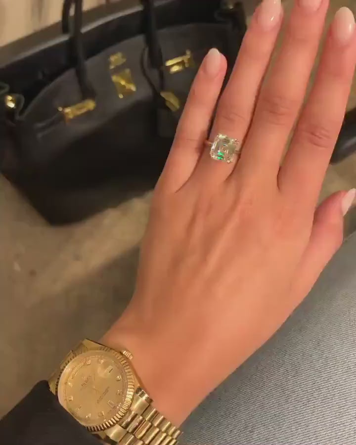 Asscher Moissanite Diamond Ring