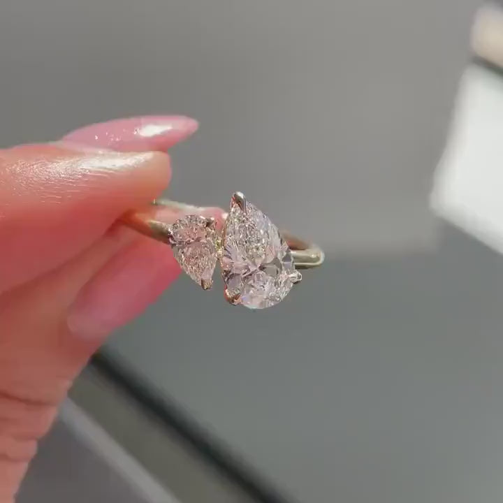 Pear Cut Moissanite Diamond Ring