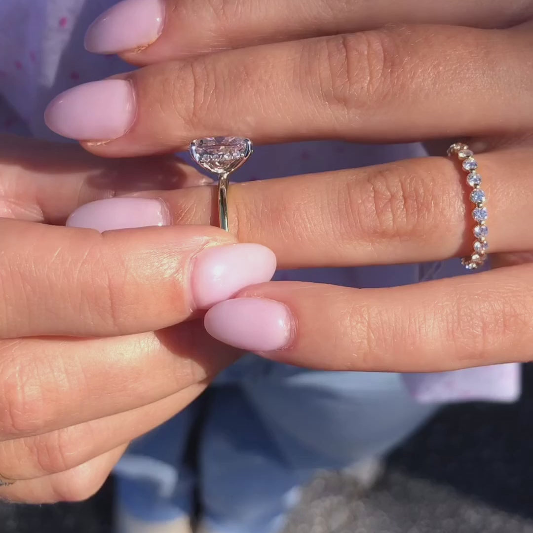 Elongated cushion Cut Moissanite Diamond Ring