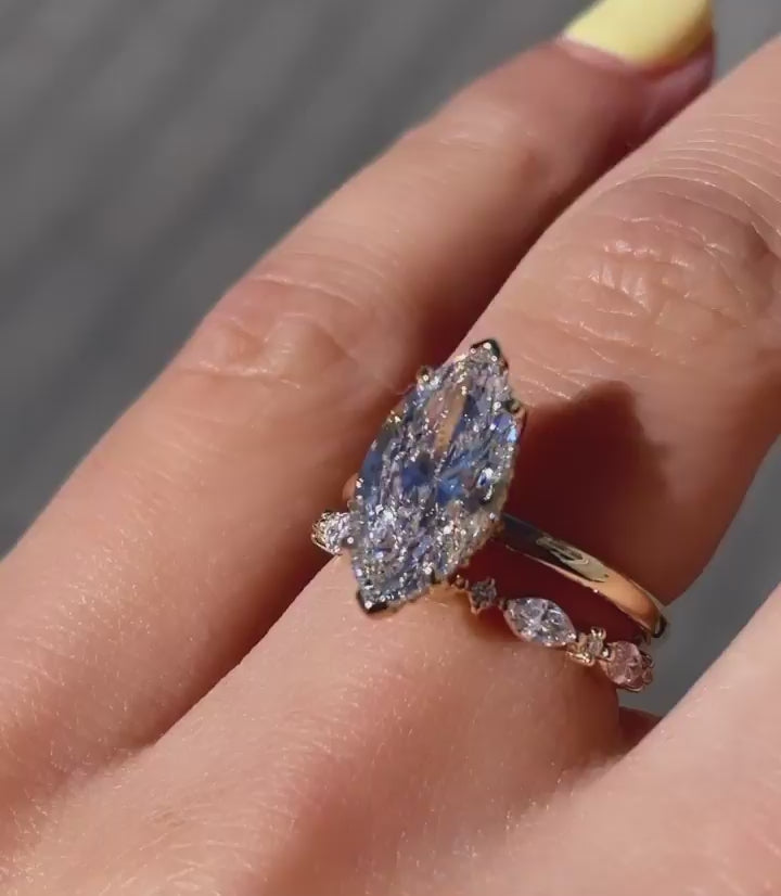 Marquise Cut Bridal Set Moissanite Ring