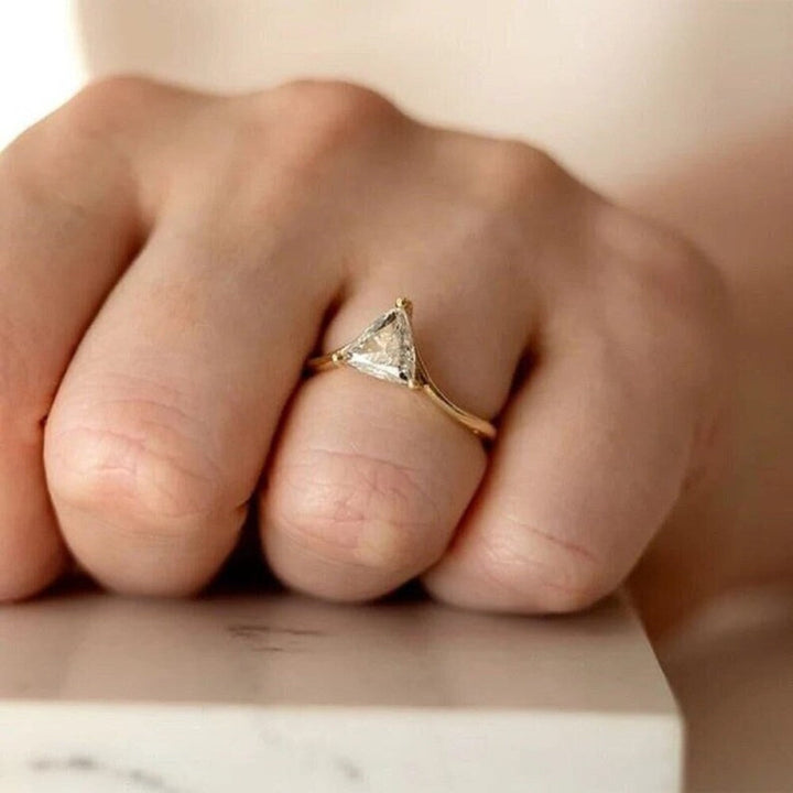 Trillion Moissanite Diamond Ring, Simple Band, Minimalist Ring, Promise Ring, Christmas Gift For Her